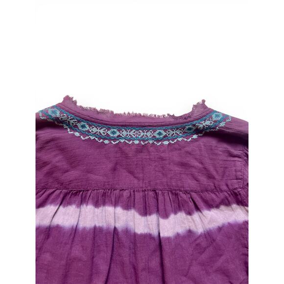 Sundance Tripoli Floral Embroidered Purple Tie-Dye Long Sleeve Top XS Women's - Picture 5 of 7